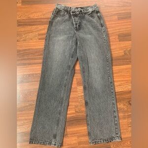 Fashion Nova Crossover Straight Leg Jeans NEW Faded Black Cotton Women Size 1